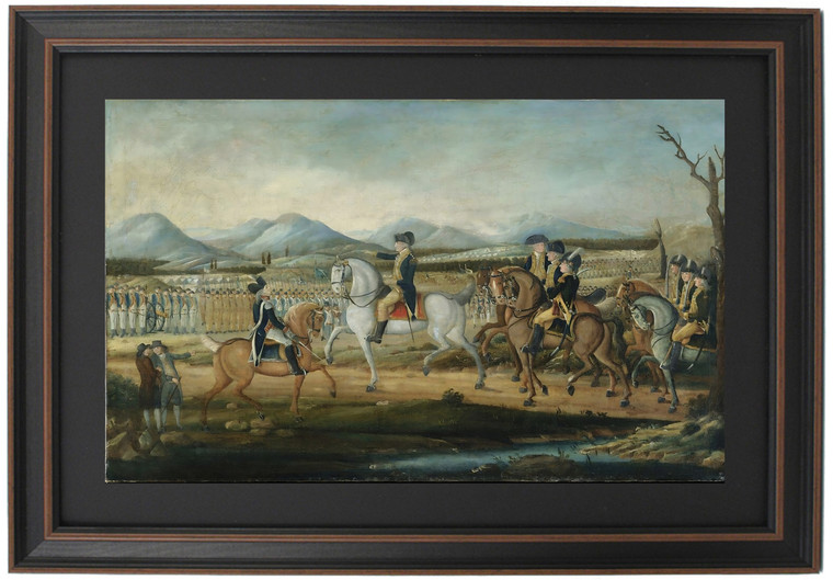 Framed General George Washington Reviewing The Western Army At Fort Cumberland by Frederick Kemmelmeyer