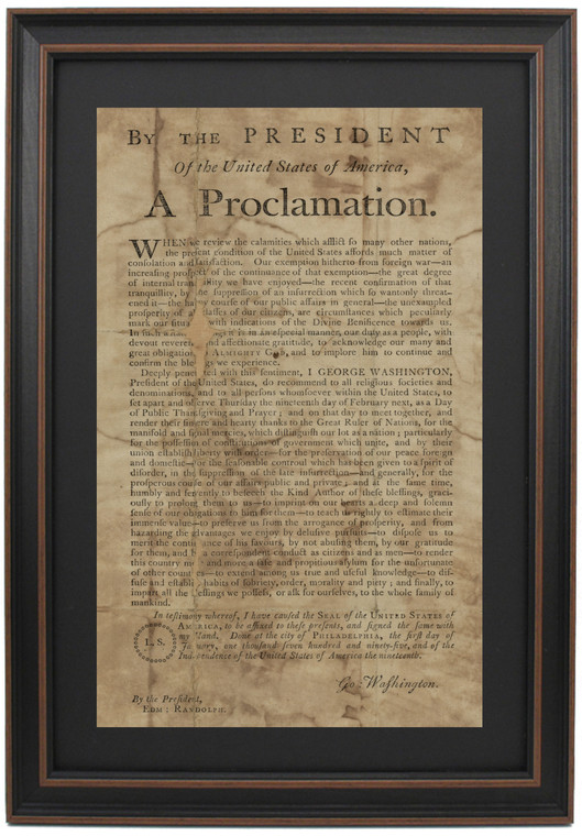 Framed George Washington's Thanksgiving Proclamation, 1795