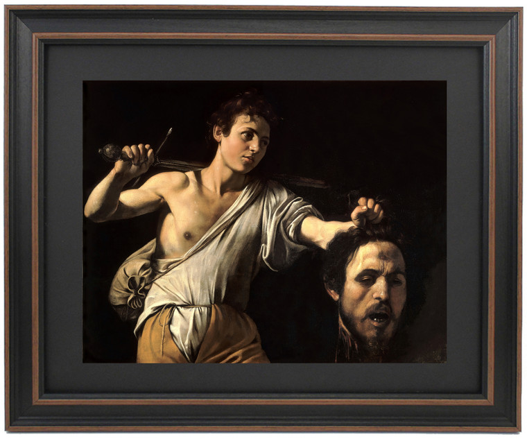 Framed David with the Head of Goliath by Caravaggio
