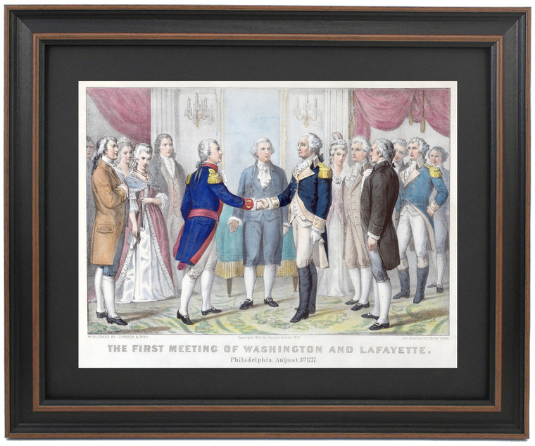 The First Meeting of Washington and Lafayette, Philadelphia, August 3rd, 1777 by Currier & Ives