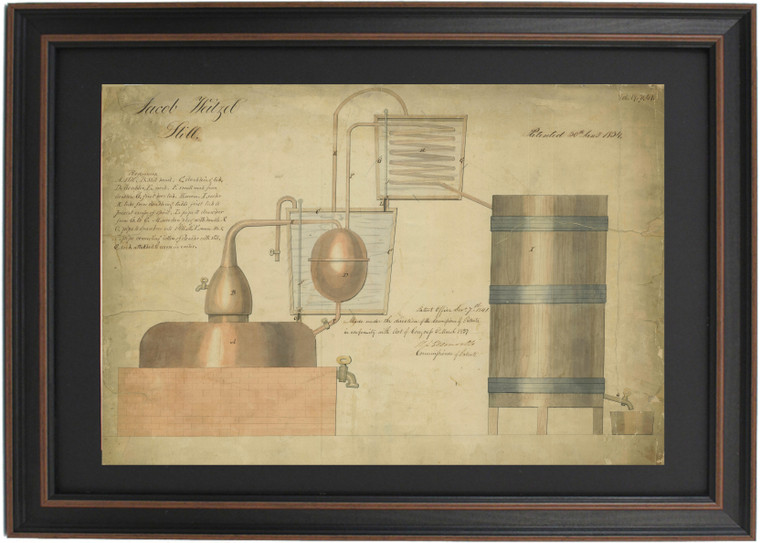 Jacob Weitzel's Patent Drawing for a Still, 1834