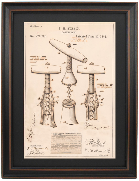 T. M. Strait, Corkscrew Patent, 1883