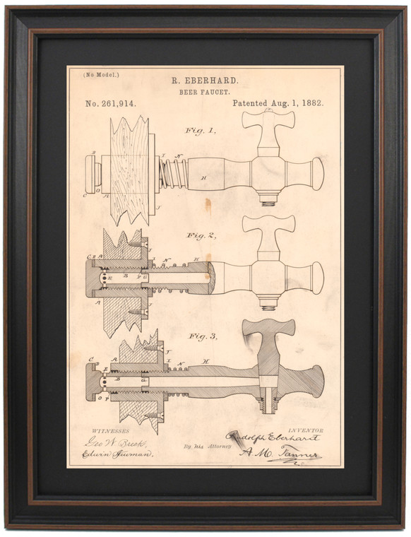 R. Eberhard  Beer Faucet Patent, 1882