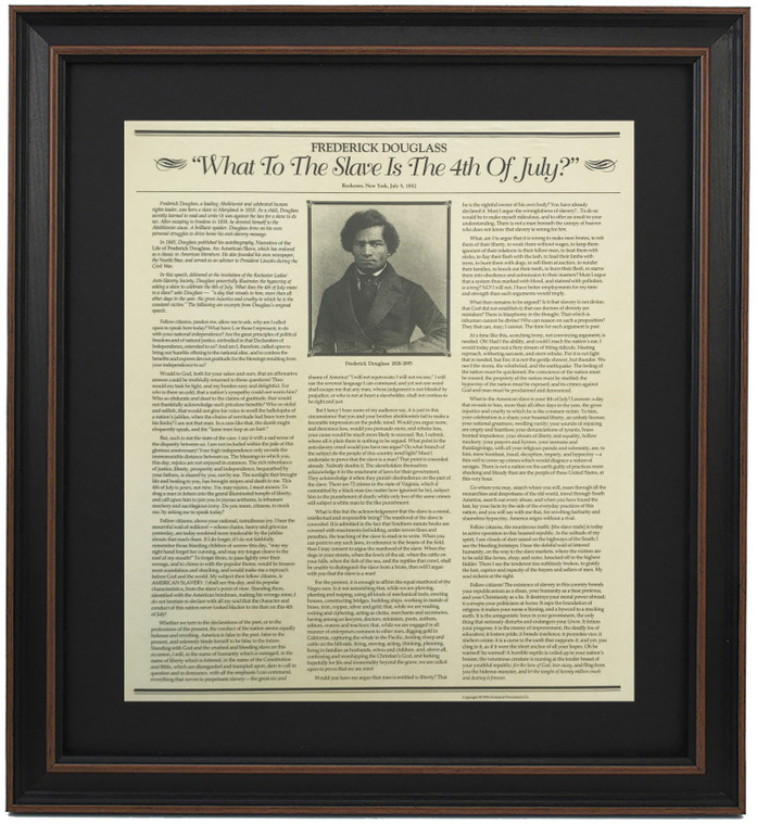 Framed Frederick Douglass Speech - What To The Slave Is The 4th Of July