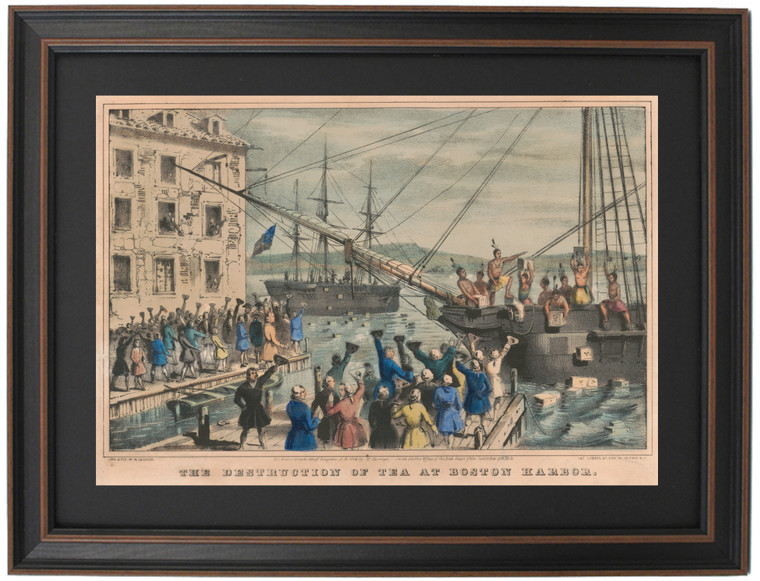 Framed The Destruction of Tea at Boston Harbor by Nathaniel Currie