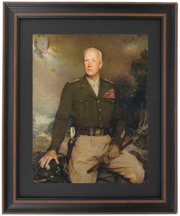 Framed Portrait of General George Patton by Boleslaw Jan Czedekowski