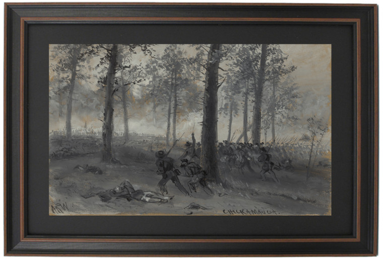 Framed Battle of Chickamauga by Alfred Waud