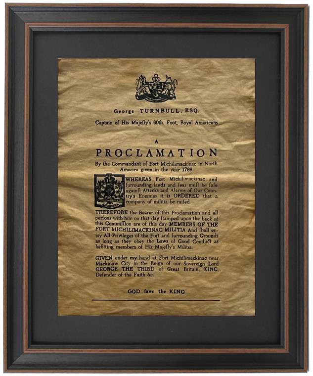 Framed George Turnbull Proclamation 1769