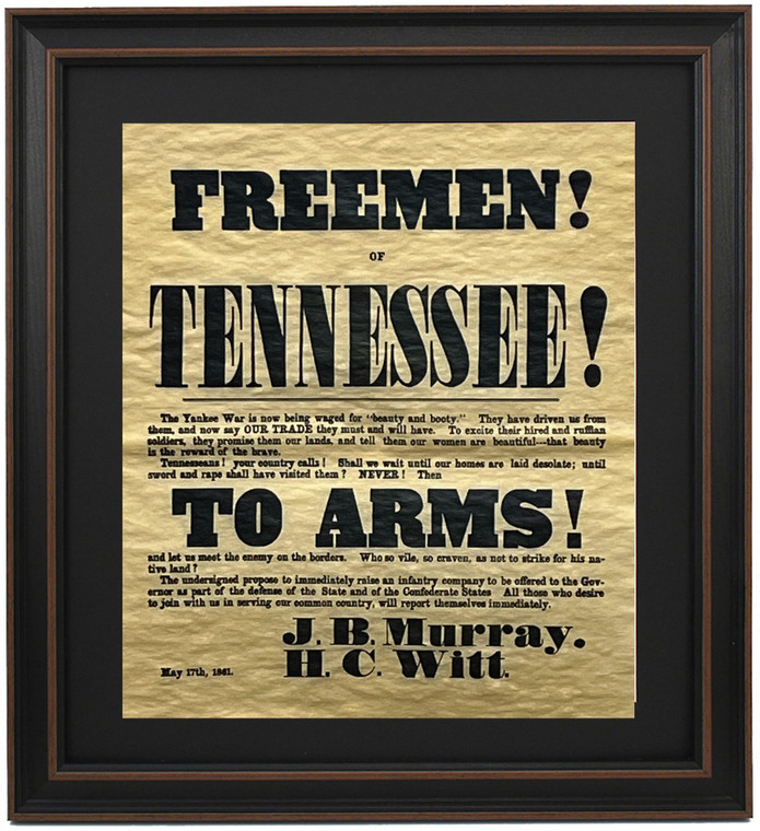 Framed Freemen of Tennessee, To Arms! 1861