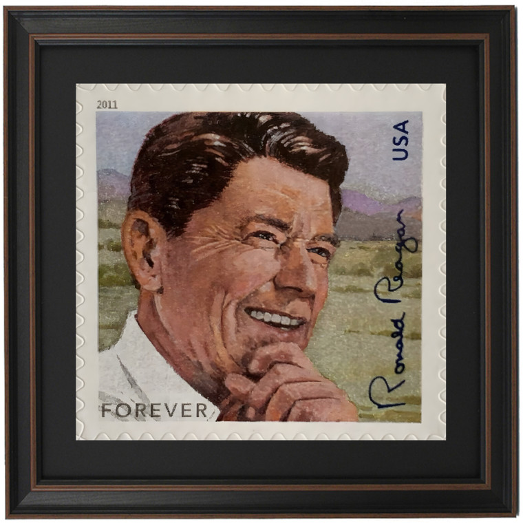 Framed Ronald Reagan 11c Forever Stamp, Circa 2011