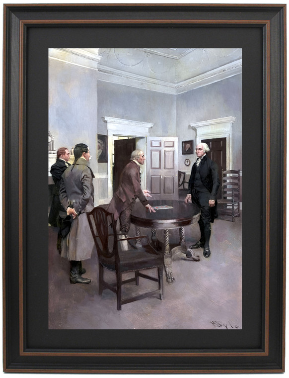 Framed Thompson, Clerk of Congress, Announcing to Washington, Mount Vernon, His Election to the Presidency by Howard Pyle