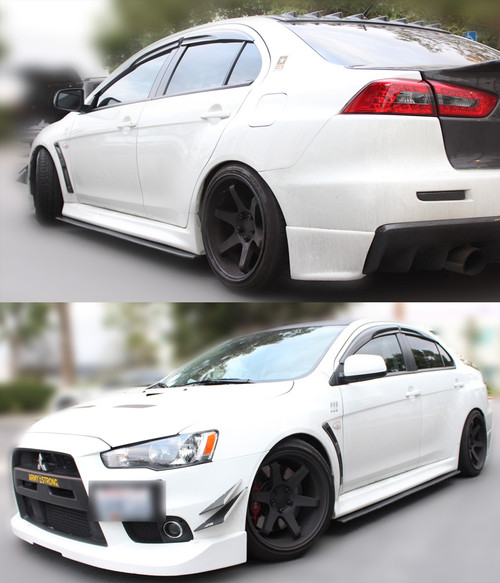 Mitsubishi Lancer Evolution Evo X 10 V2 Side Skirt Extensions Splitters Diffusers - FRP