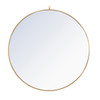 ELEGANT DECOR MR4068BR Metal frame Round Mirror with decorative hook 48 inch Brass finish