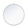 ELEGANT DECOR MR4066S Metal frame Round Mirror with decorative hook 42 inch Silver finish