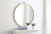 ELEGANT DECOR MR4058BR Metal frame Round Mirror with decorative hook 32 inch Brass finish