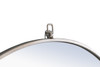 ELEGANT DECOR MR4056S Metal frame Round Mirror with decorative hook 28 inch Silver finish