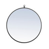 ELEGANT DECOR MR4051BK Metal frame Round Mirror with decorative hook 24 inch Black finish