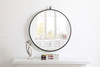 ELEGANT DECOR MR4051BK Metal frame Round Mirror with decorative hook 24 inch Black finish