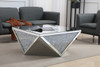 Elegant Decor MF92005 38 inch Square Crystal Coffee Table Silver Royal Cut Crystal