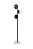 Living District LD6159BK Eclipse 3 Lights Black Floor Lamp With Clear Glass