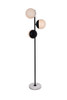 Living District LD6158BK Eclipse 3 Lights Black Floor Lamp With Frosted White Glass