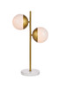 Living District LD6156BR Eclipse 2 Lights Brass Table Lamp With Frosted White Glass