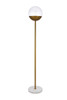 Living District LD6151BR Eclipse 1 Light Brass Floor Lamp With Clear Glass