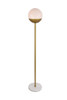 Living District LD6150BR Eclipse 1 Light Brass Floor Lamp With Frosted White Glass