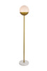 Living District LD6150BR Eclipse 1 Light Brass Floor Lamp With Frosted White Glass