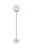 Living District LD6148C Eclipse 1 Light Chrome Floor Lamp With Frosted White Glass