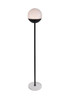 Living District LD6146BK Eclipse 1 Light Black Floor Lamp With Frosted White Glass