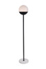 Living District LD6146BK Eclipse 1 Light Black Floor Lamp With Frosted White Glass