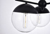 Living District LD6129BK Eclipse 3 Lights Black Pendant With Clear Glass