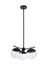 Living District LD6129BK Eclipse 3 Lights Black Pendant With Clear Glass