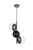 Living District LD6123BK Eclipse 3 Lights Black Pendant With Clear Glass