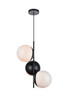 Living District LD6122BK Eclipse 3 Lights Black Pendant With Frosted White Glass