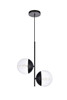 Living District LD6117BK Eclipse 2 Lights Black Pendant With Clear Glass