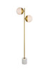 Living District LD6114BR Eclipse 2 Lights Brass Floor Lamp With Frosted White Glass