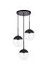 Living District LD6069BK Eclipse 3 Lights Black Pendant With Clear Glass