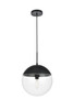 Living District LD6045BK Eclipse 1 Light Black Pendant With Clear Glass