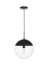 Living District LD6045BK Eclipse 1 Light Black Pendant With Clear Glass