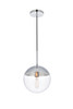 Living District LD6035C Eclipse 1 Light Chrome Pendant With Clear Glass