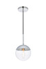 Living District LD6029C Eclipse 1 Light Chrome Pendant With Clear Glass