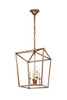Living District LD6008D17G Maddox Collection Pendant D17 H24.25 Lt:4 Vintage Gold Finish