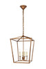 Living District LD6008D17G Maddox Collection Pendant D17 H24.25 Lt:4 Vintage Gold Finish