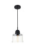 Living District LD2253BK Kenna 1 Light Black Pendant With Clear Glass