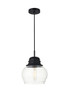 Living District LD2252BK Kenna 1 Light Black Pendant With Clear Glass