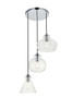 Living District LD2247C Destry 3 Lights Chrome Pendant With Clear Glass