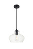 Living District LD2246BK Destry 1 Light Black Pendant With Clear Glass