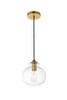 Living District LD2245BR Destry 1 Light Brass Pendant With Clear Glass